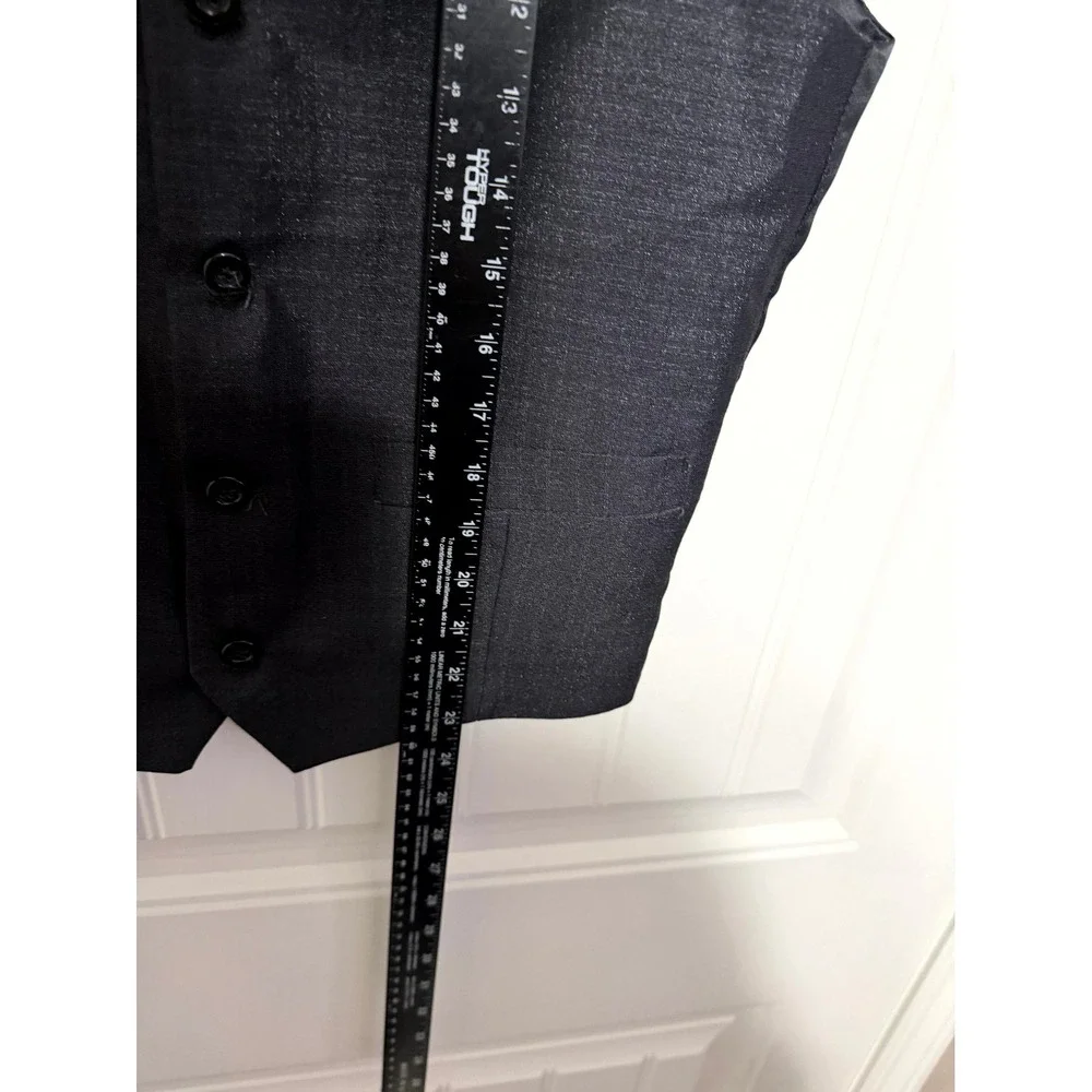 Vinci Suit Vest Mens 36S Black Charcoal Formal Five Button Adjustable Waistcoat